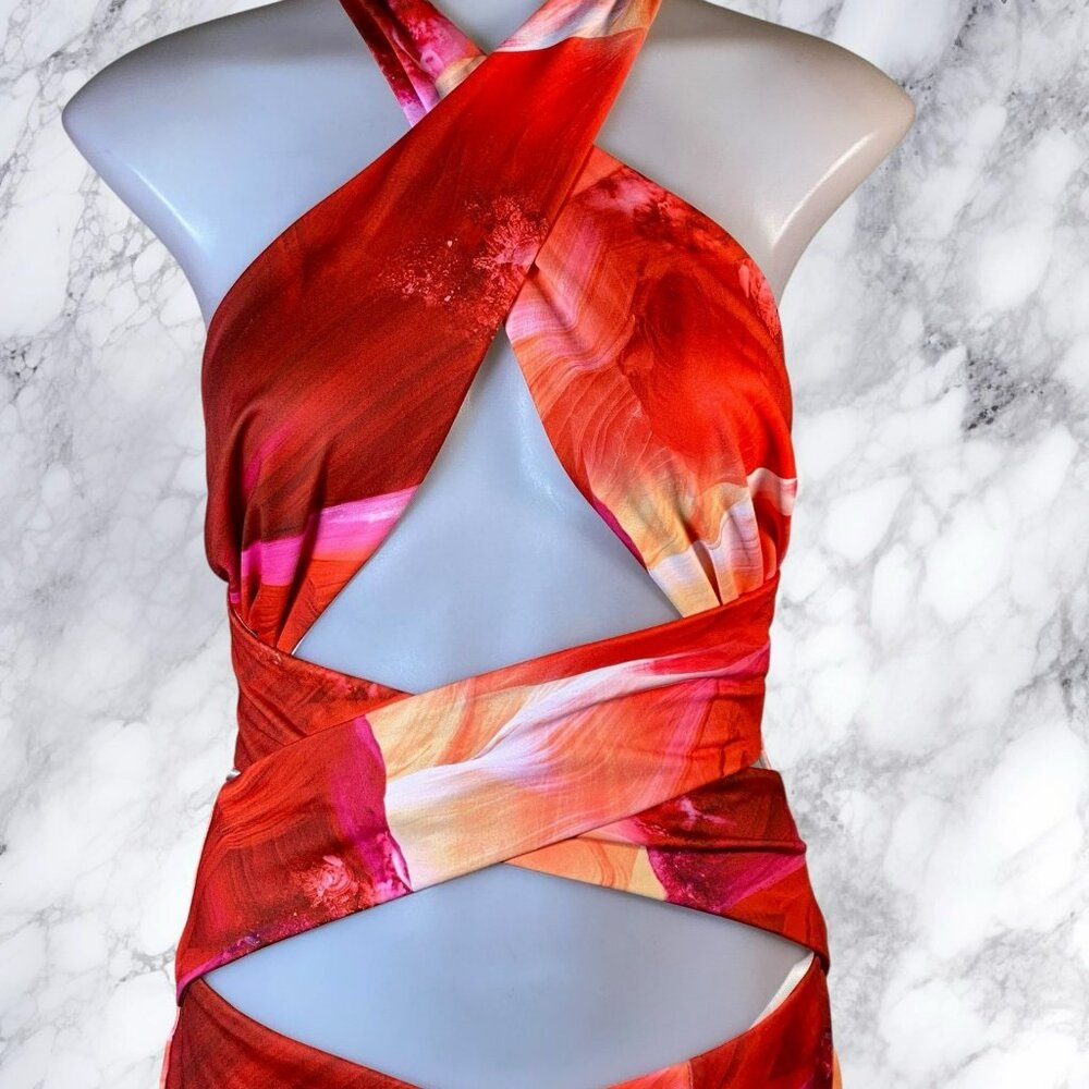 Superdown Pixie Halter Midi Dress - Pink Multi - image 5